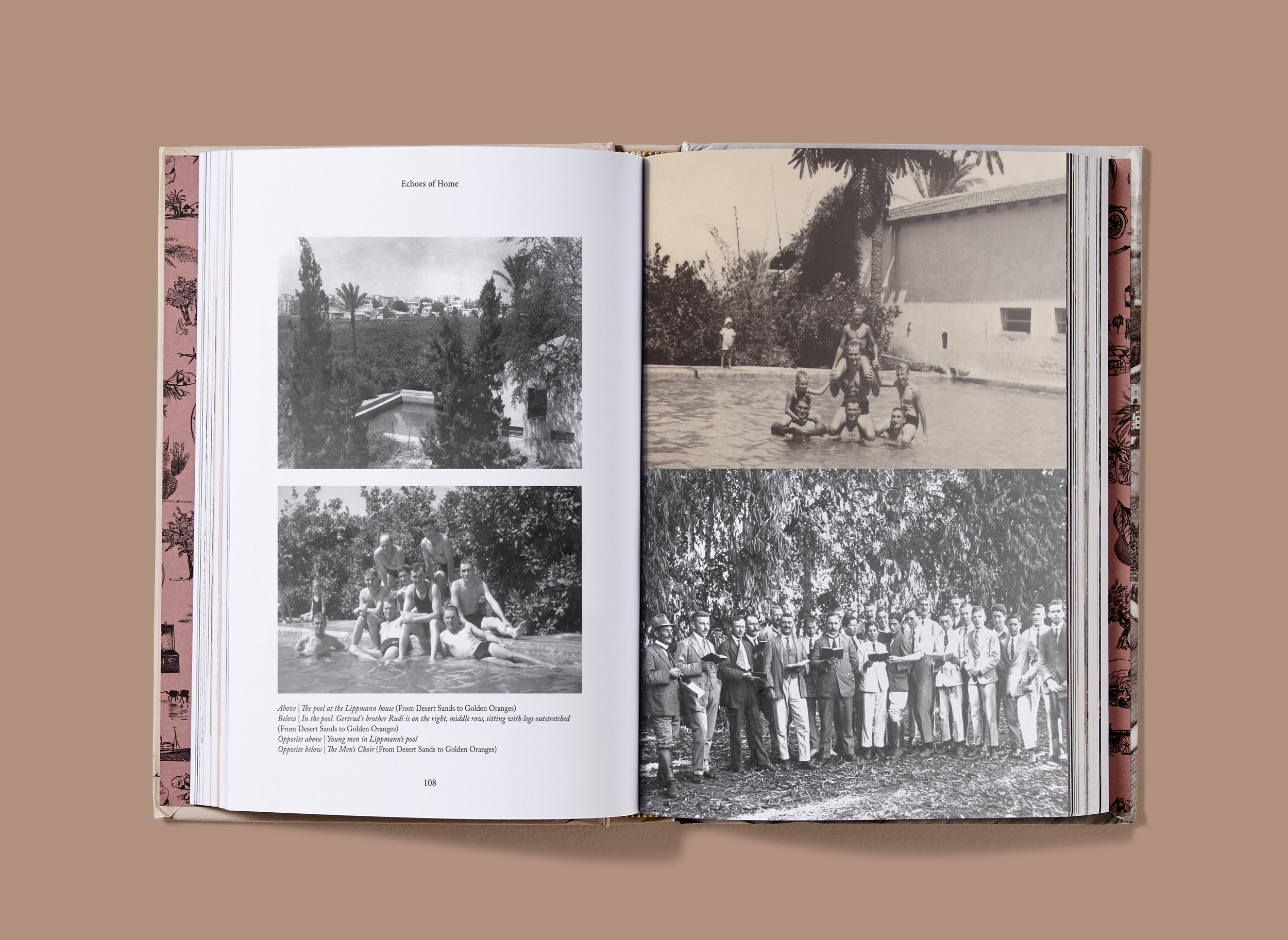 Roscher Creative publication design and illustration for Echoes of Home, image layout.