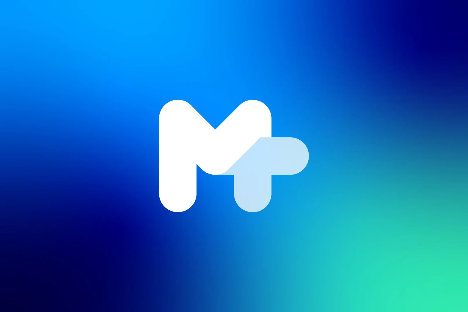 Roscher Creative brand mark icon design in reverse on gradient for Mirus Plus
