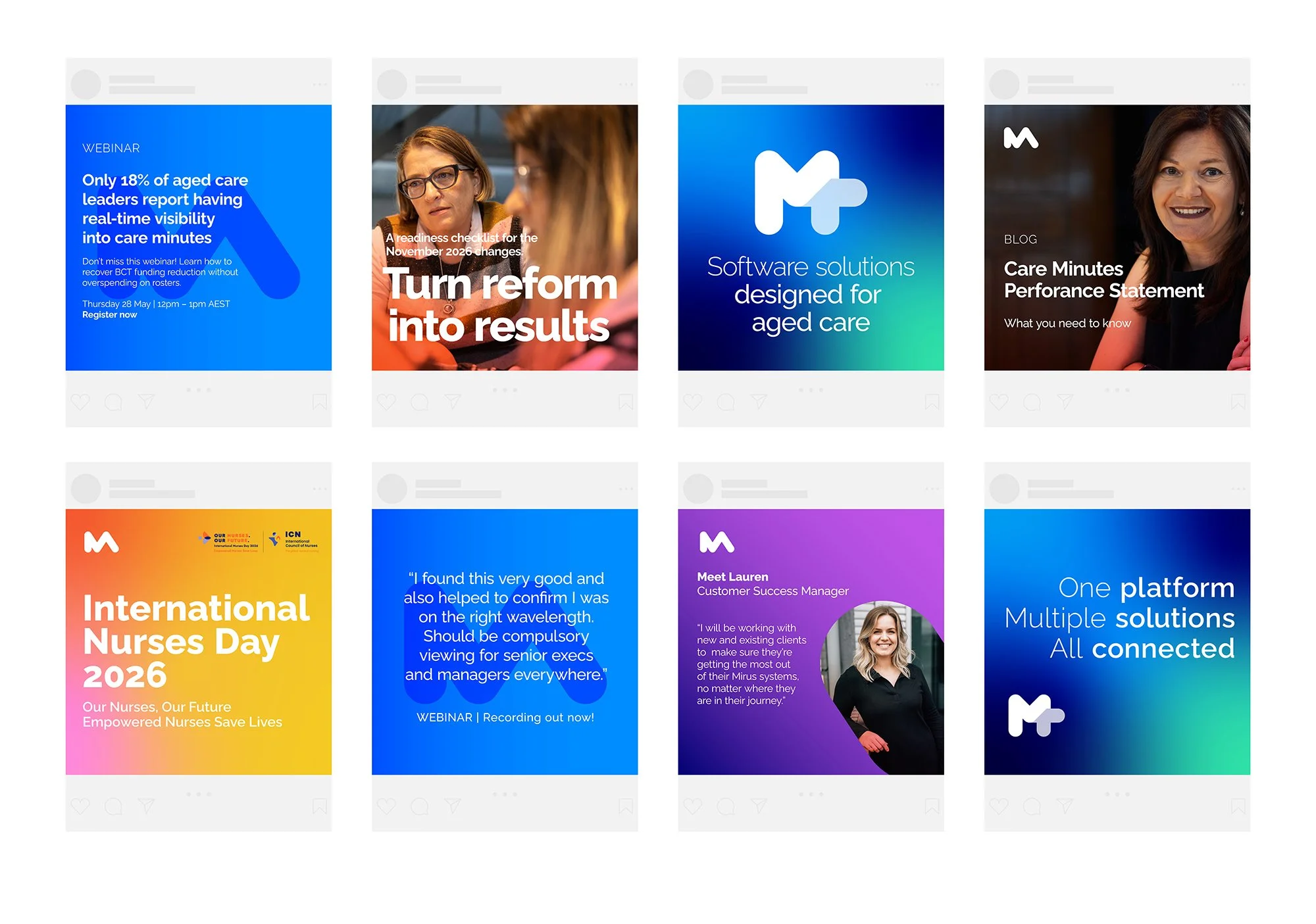Roscher Creative social media tile design look and feel for Mirus Australia and Mirus Plus