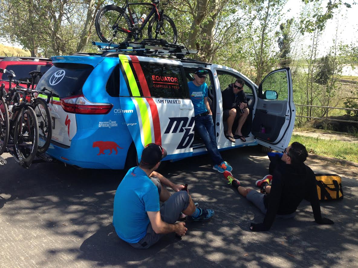 Team mikes bikes toyota sienna minivan made sure the team arrived in comfort and style. 4 bikes, riders and gear with plenty of room to spare.