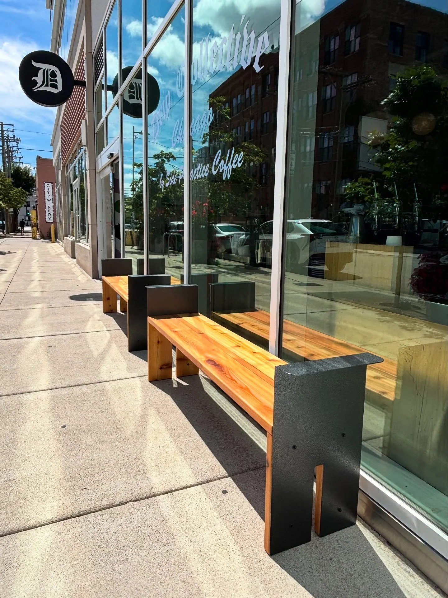 I dropped a second Collective Bench over at @drip.collectivechi last week &mdash; grab a seat before the Fall sun fades away.