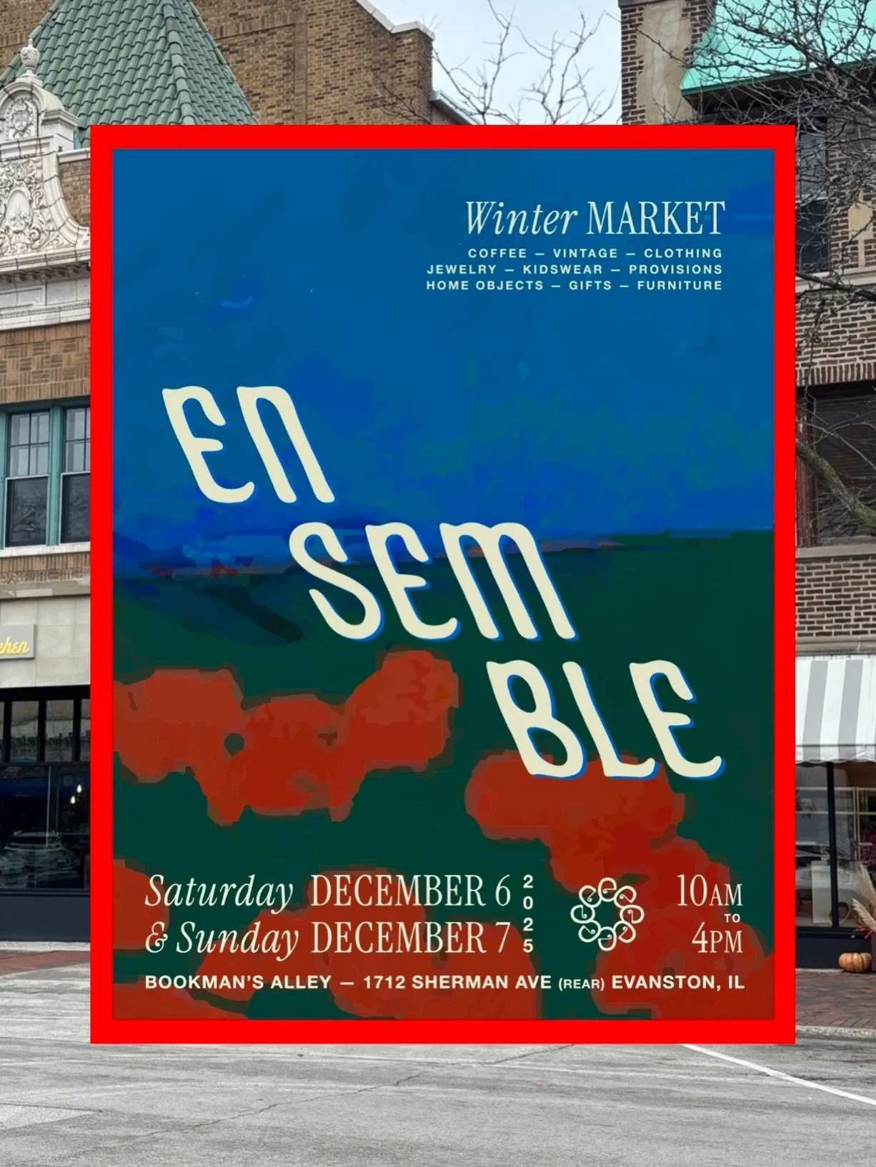 Our only in-person event this year will be @ensemble.place in Downtown Evanston on Saturday December 6th and Sunday Dec 7th. Come say hi and see what&rsquo;s going down in the iconic Bookman&rsquo;s Alley space!

Ensemble Market
December 6 &amp; 7, 2