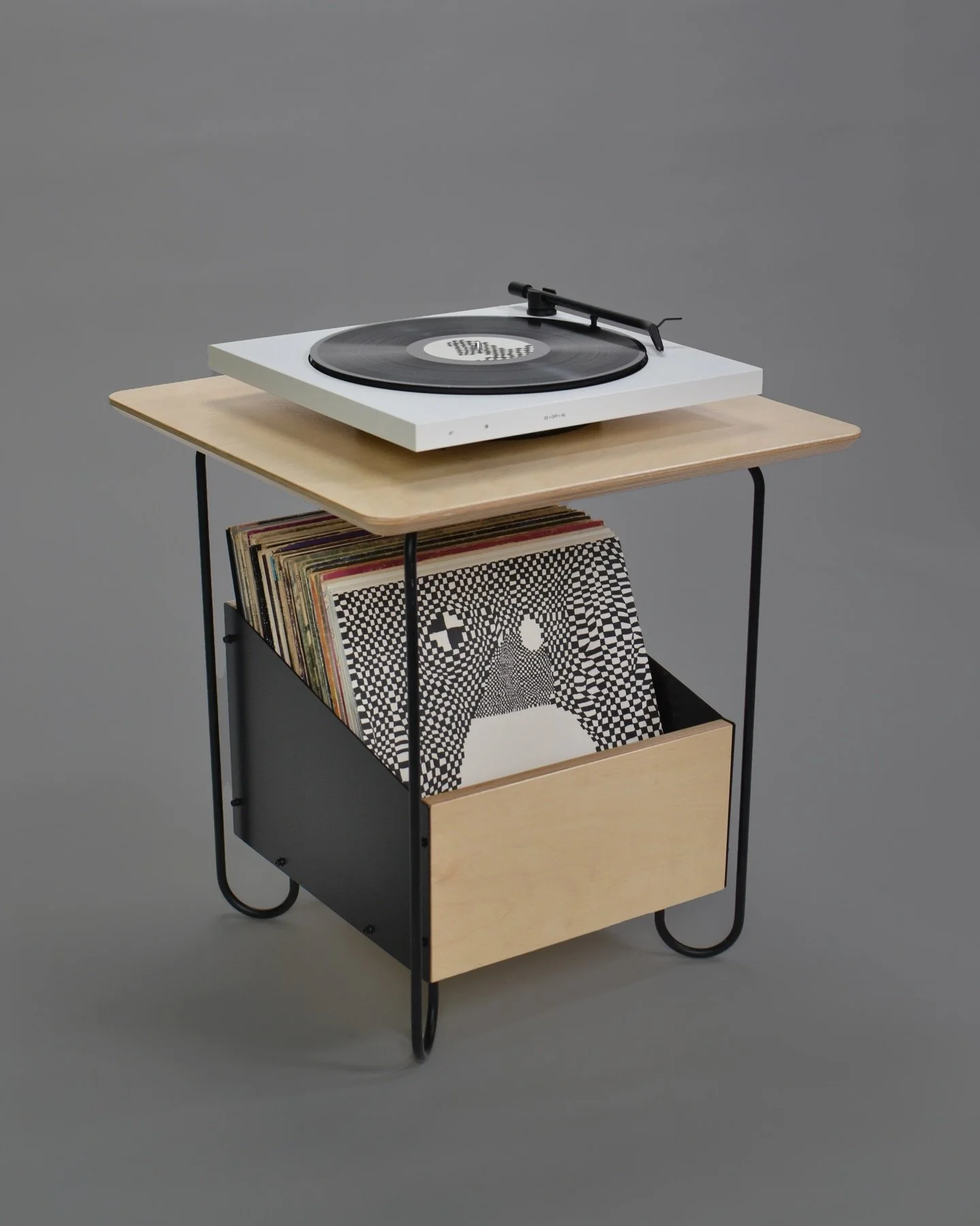 A side table for your turntable with mezzanine level storage for your vinyl queue. On sale until March 1st