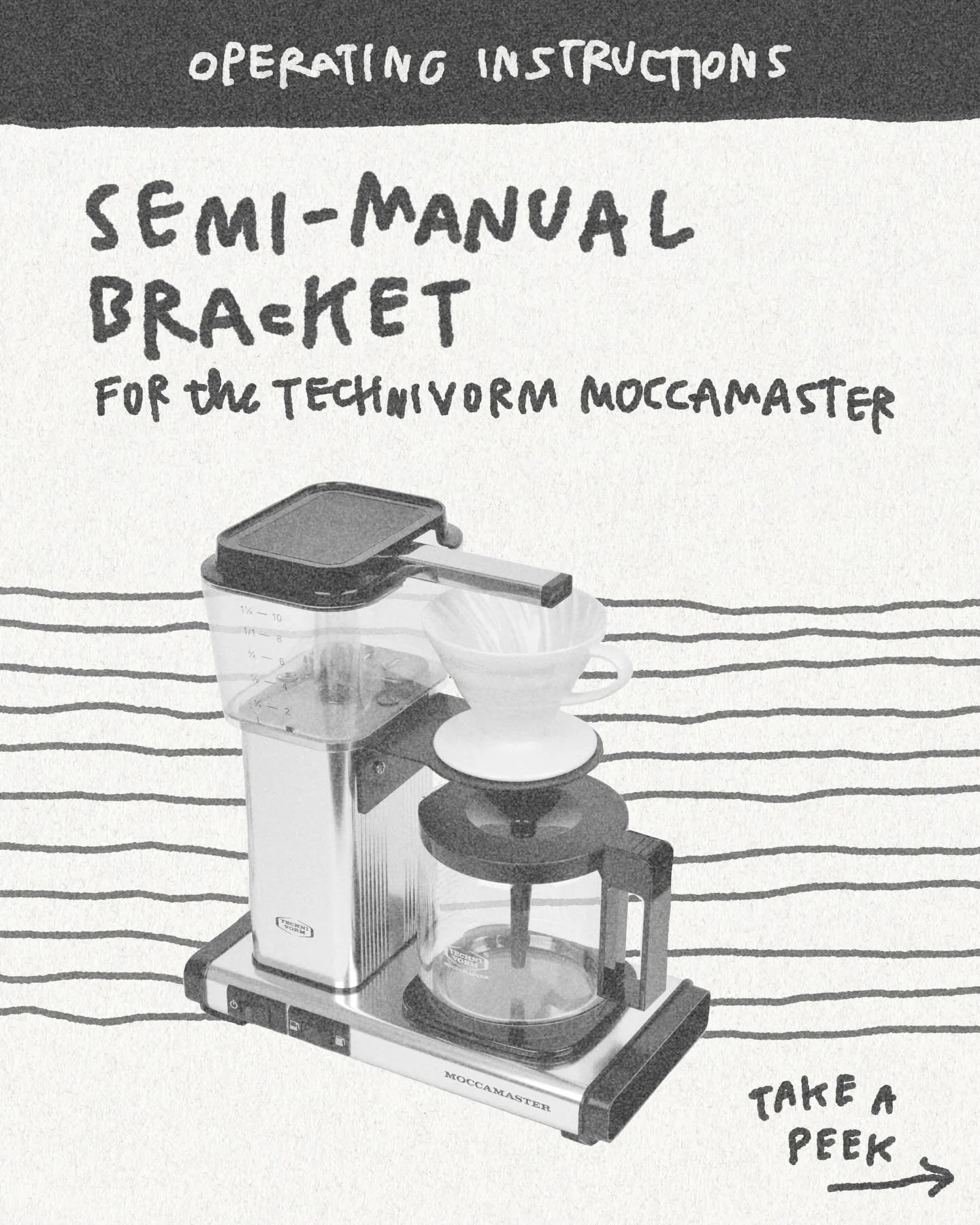 🆕 Semi-Manual Bracket: a powder-coated steel bracket to upgrade a Technivorm Moccamaster to hold a Hario v60 dripper

The Moccamaster coffeemaker has been made in the Netherlands since 1968. It&rsquo;s widely known for making great coffee&mdash;and 