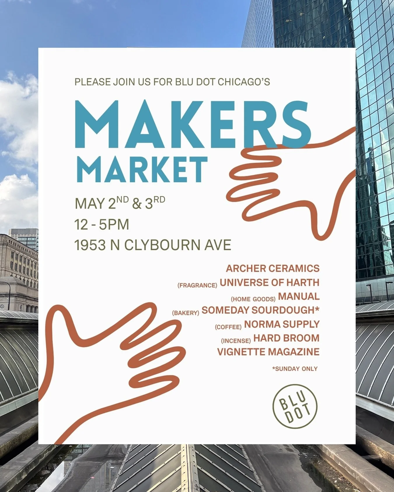 Come say hi at the @bludot Chicago Makers Market. Hoping to have a new tabletop clock design ready, some new printed goods and the small scale classics, at a nice price. Also! Enjoy local wares from @universeofharth @hard_broom @vignette.mag @normasu