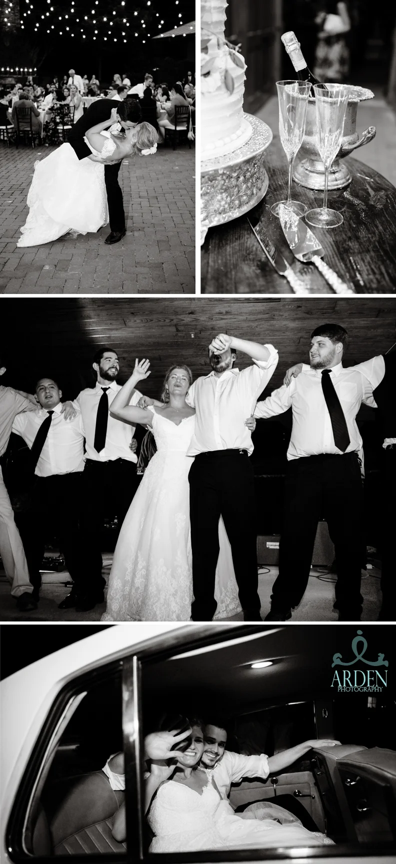 Reception necessities: a dramatic dip, champagne toasts, songs to scream every word to, and fun-filled exit.