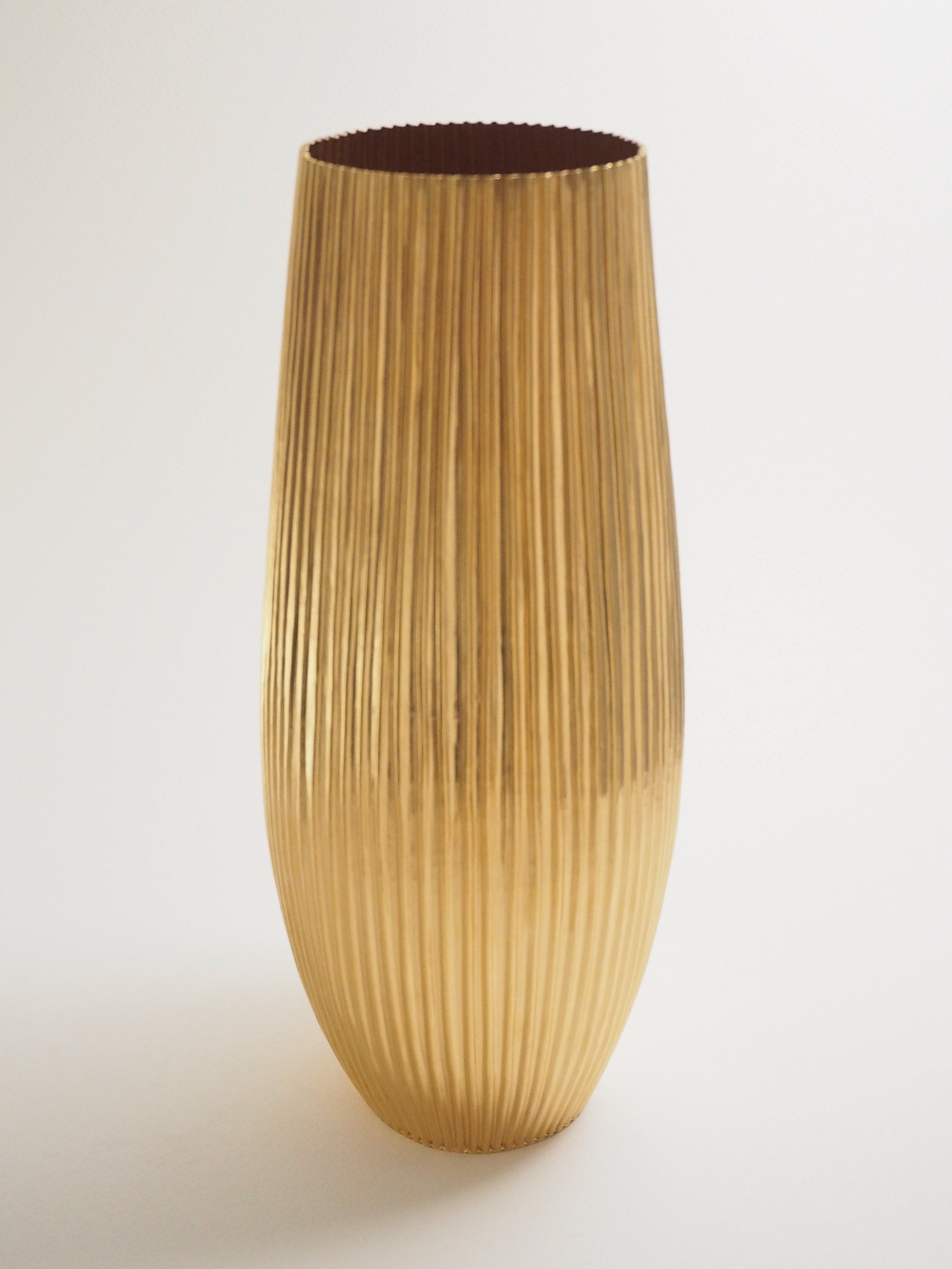 Tall Fluted Silver Gild Vase