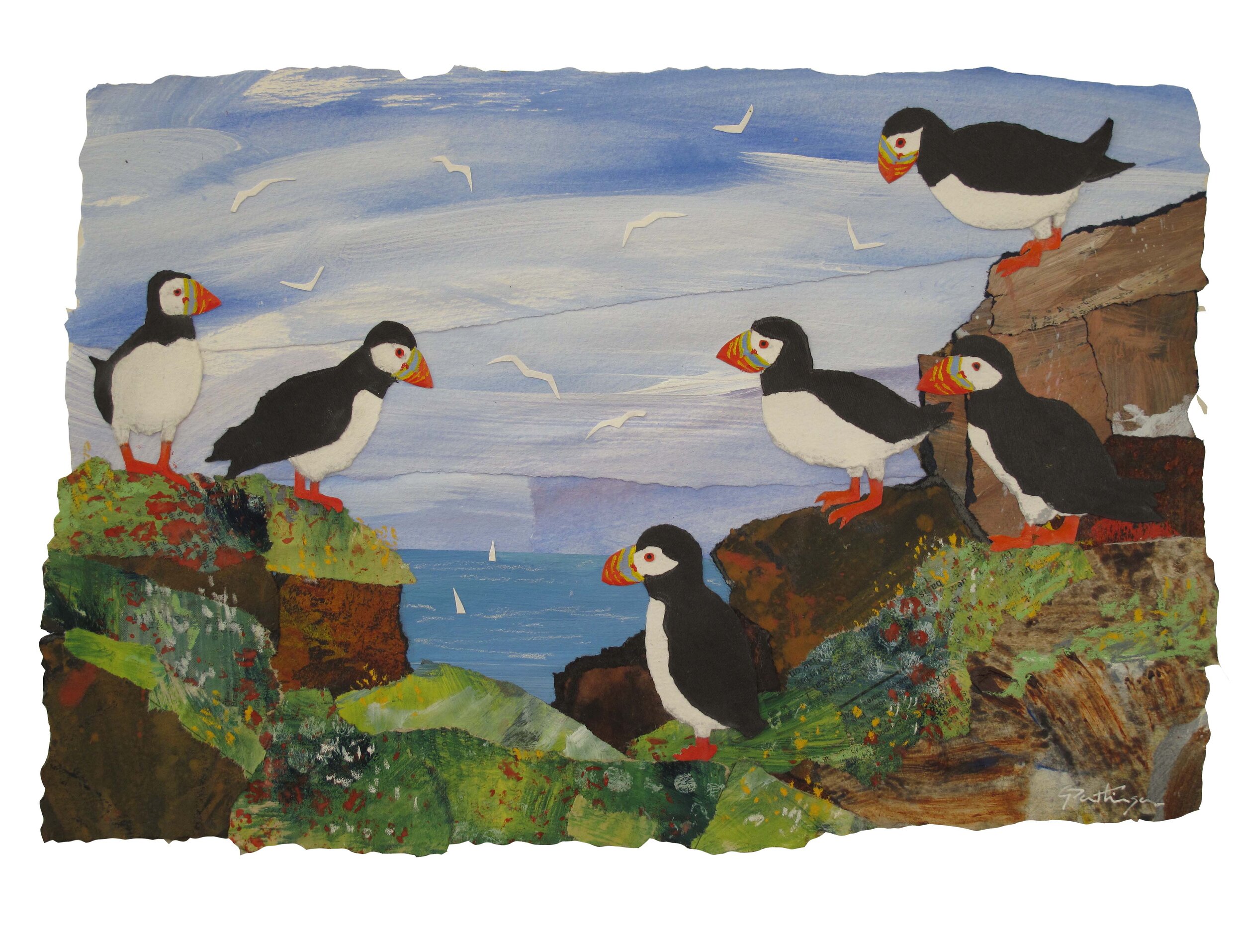 2b Puffins -1 of 6 place mat and coaster designs for birds of land and sea.jpg