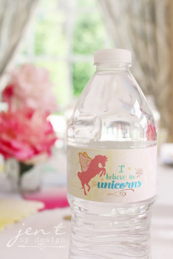 rainbow unicorn water bottle labels jen t by design