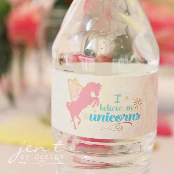 Rainbow Unicorn Water Bottle Labels — Jen T. by Design