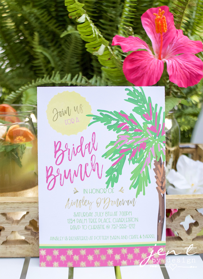 Tropical Bridal Shower Idea Palm Trees And Paradise Bridal Brunch Jen T By Design