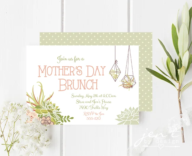 Succulent Mother's Day Brunch Invitations - Jen T by Design