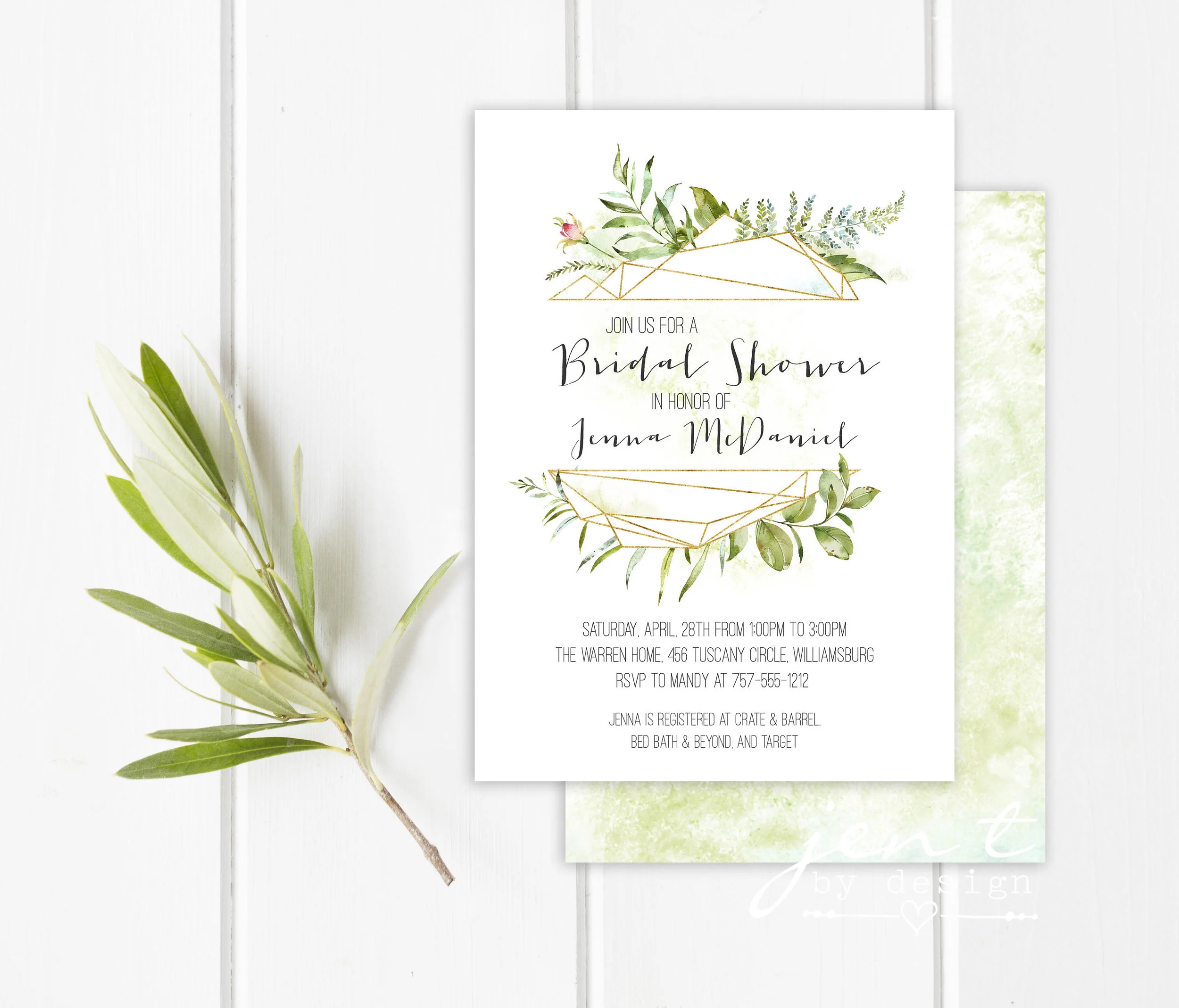 Greenery Bridal Shower Invitation