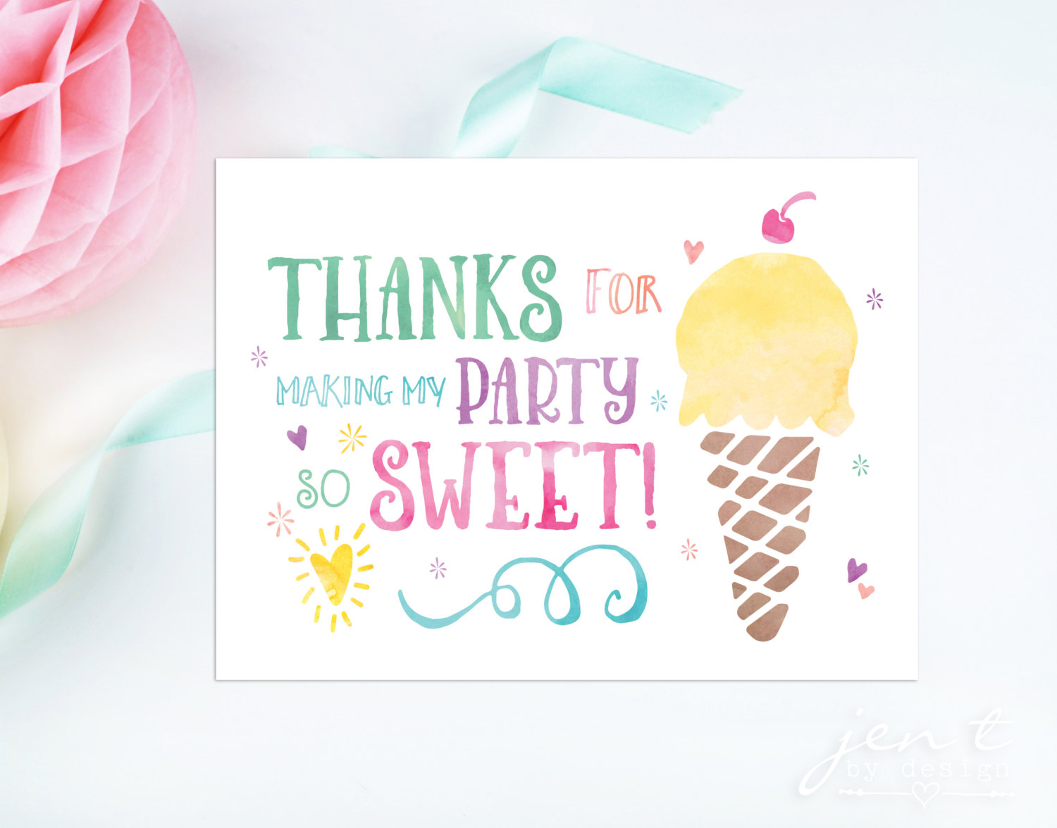 Stay Sweet Ice Cream Cone // Watercolor Notecards