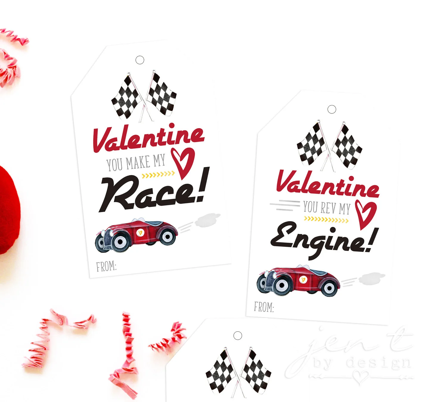 Printable Valentine Tags for Kids - Boy Valentines - Race Car Valentines - Car Valentines — Jen T. by Design for Free Printable Race Car Labels