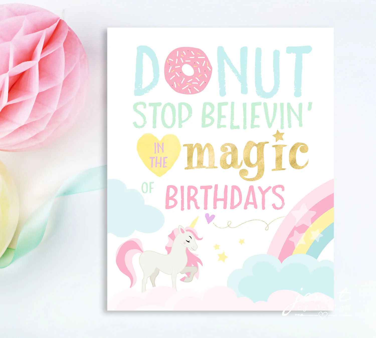 Unicorn Party Sign - Donut Stop Believin - Unicorn Party - Donut Party - Rainbow Unicorn — Jen T. by Design unicorn-party-sign-donut-stop-believin-unicorn-party-donut-party-rainbow-unicorn-jen-t-by-design