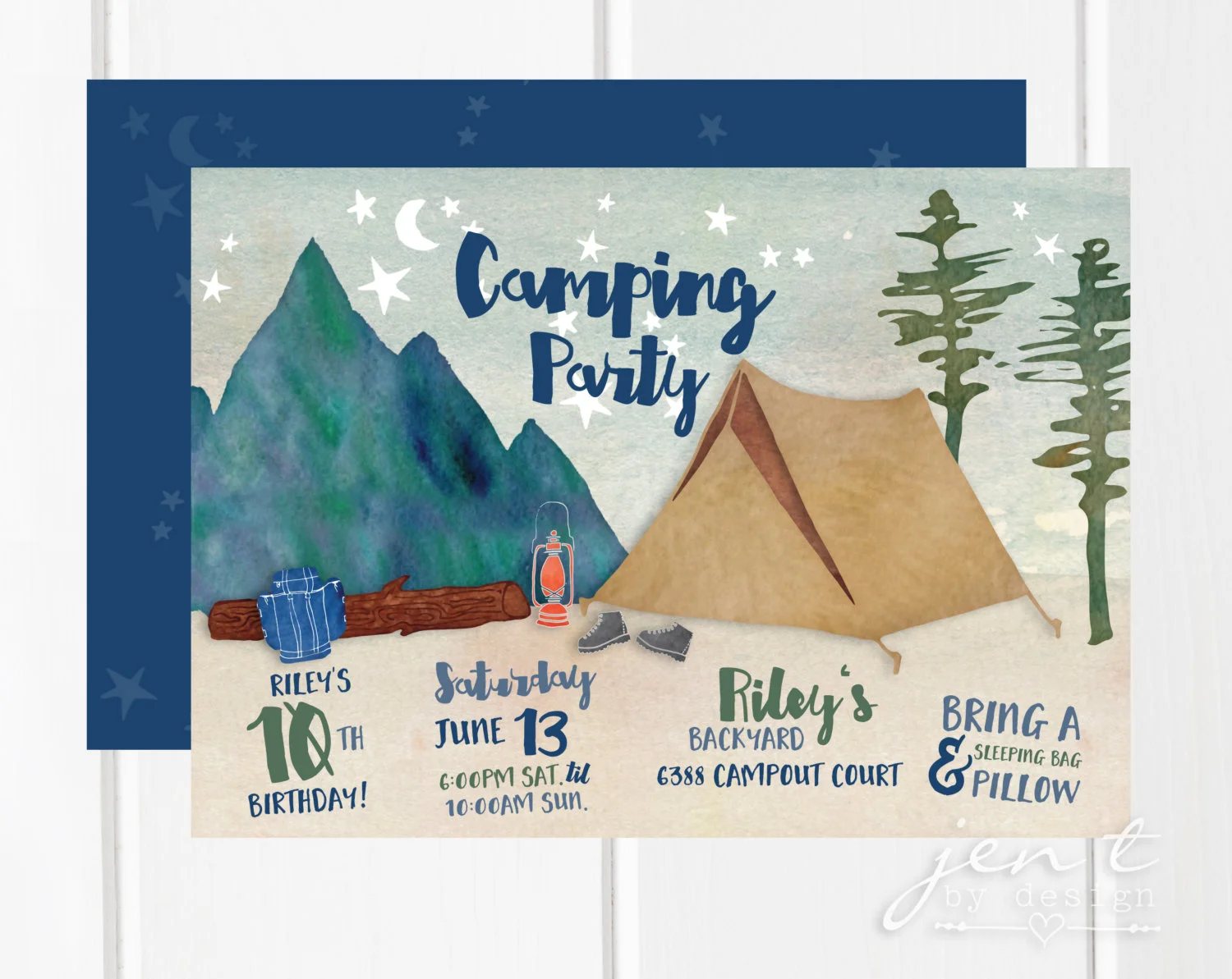 Camping Party Invitations — Jen T. by Design, image size:1500x1193