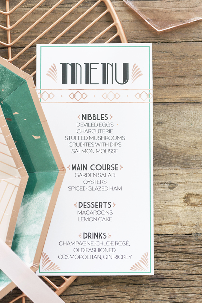 Art Deco Menu - Jen T by Design