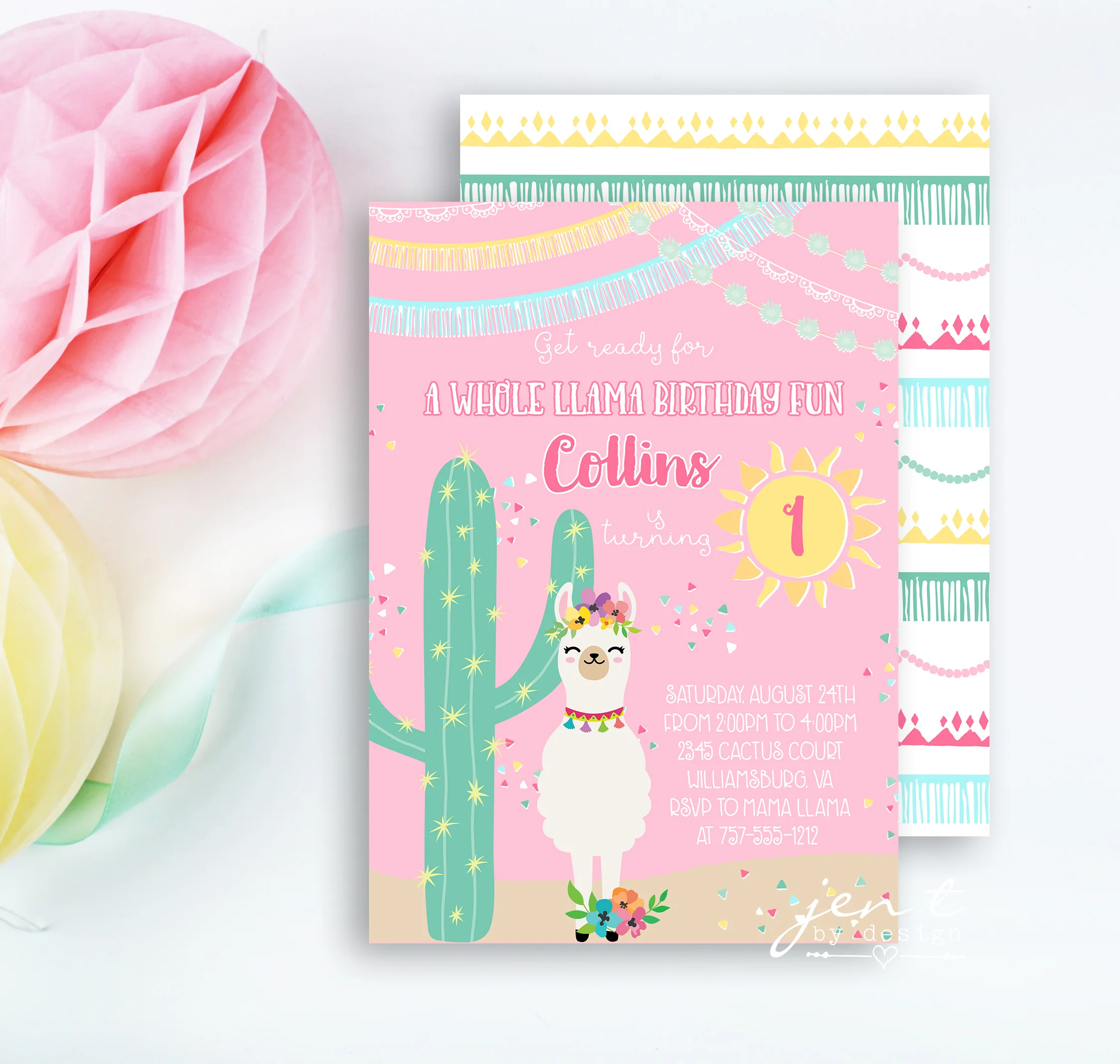 Llama Birthday Invitations