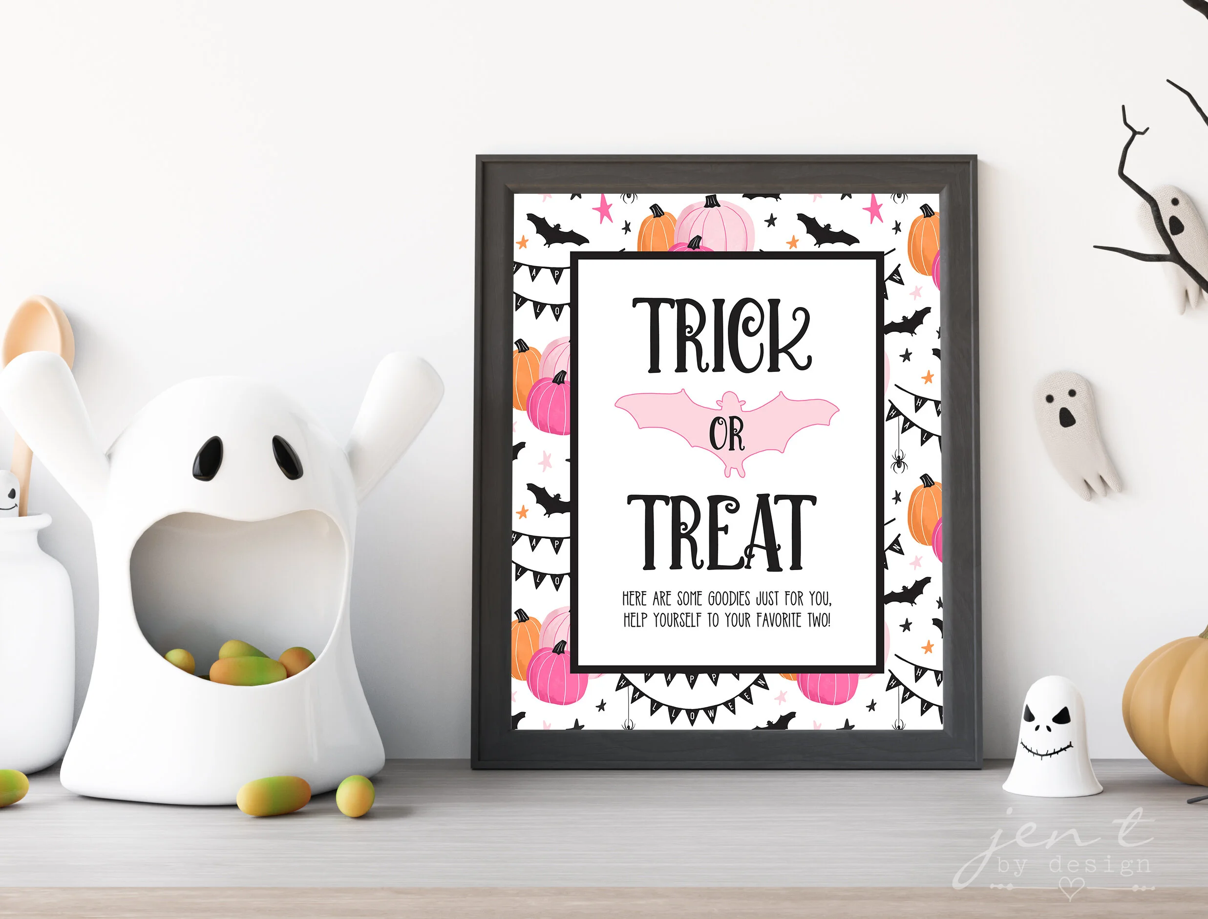 Trick or Treat Sign (Pink + Orange)