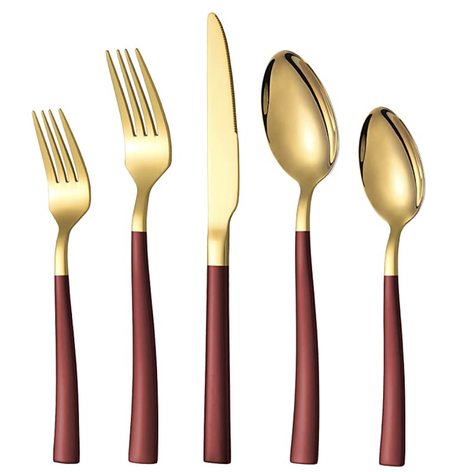 Red and Gold Mirror Polished Cutlery
