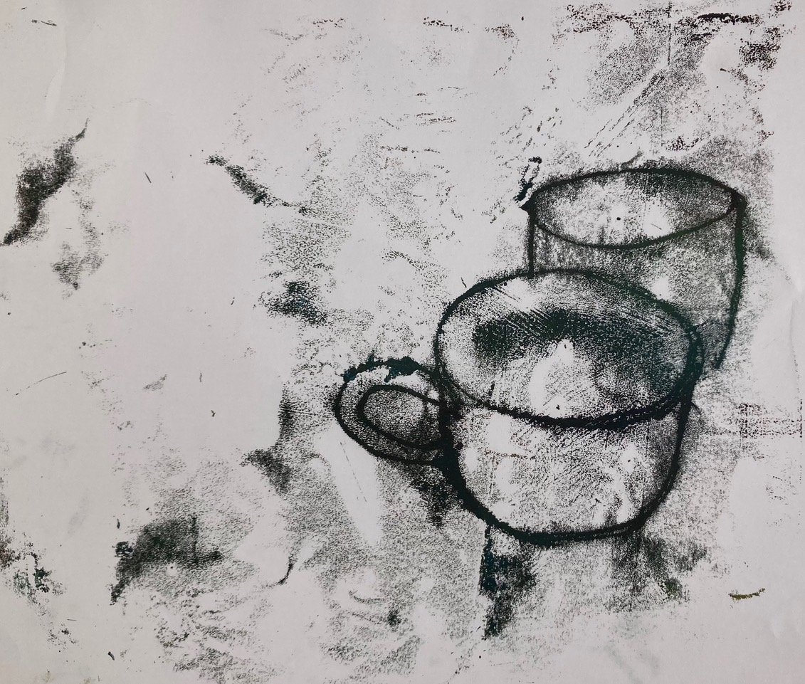    Pause  , unique monotype drawing, 2023 