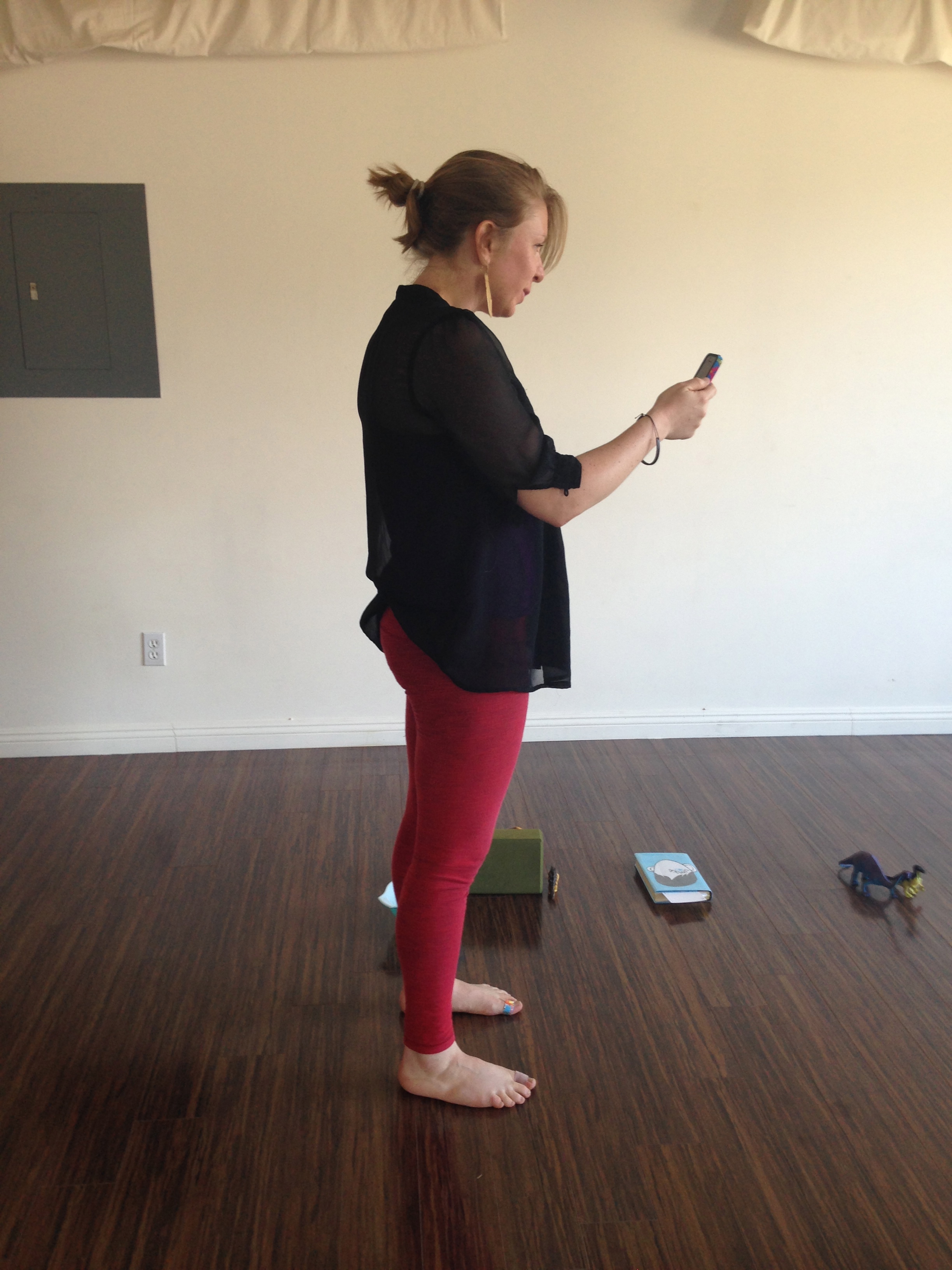 The Classic texting "Shlump" that can be seen in teenagers (and most people walking down the street). My spine is rounding and my head is forward and I will probably run into something. Don't believe me? Look at this video below!!!