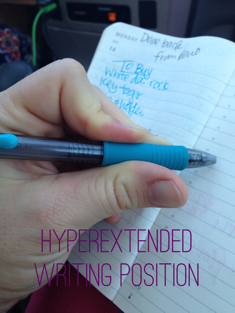  Many folks hold their writing implement in crazy ways that don't support their joints well- take a look at your students' holds if you notice a general issue transferring to the music lesson. 