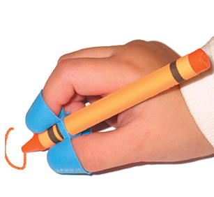  This is called the writing claw and can help children learn the fine motor skills to hold a crayon/pencil/etc. 