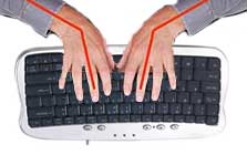 Notice how the wrists are not in line with the forearms here, and there's a break in that red line at the wrist.
