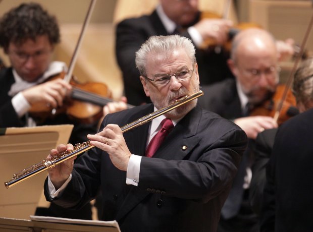 James Galway, courtesy of ClassicFm . Even with the best of postural intentions, it's easy round the upper body, bring the shoulders forward, and internally rotate the arm bones.