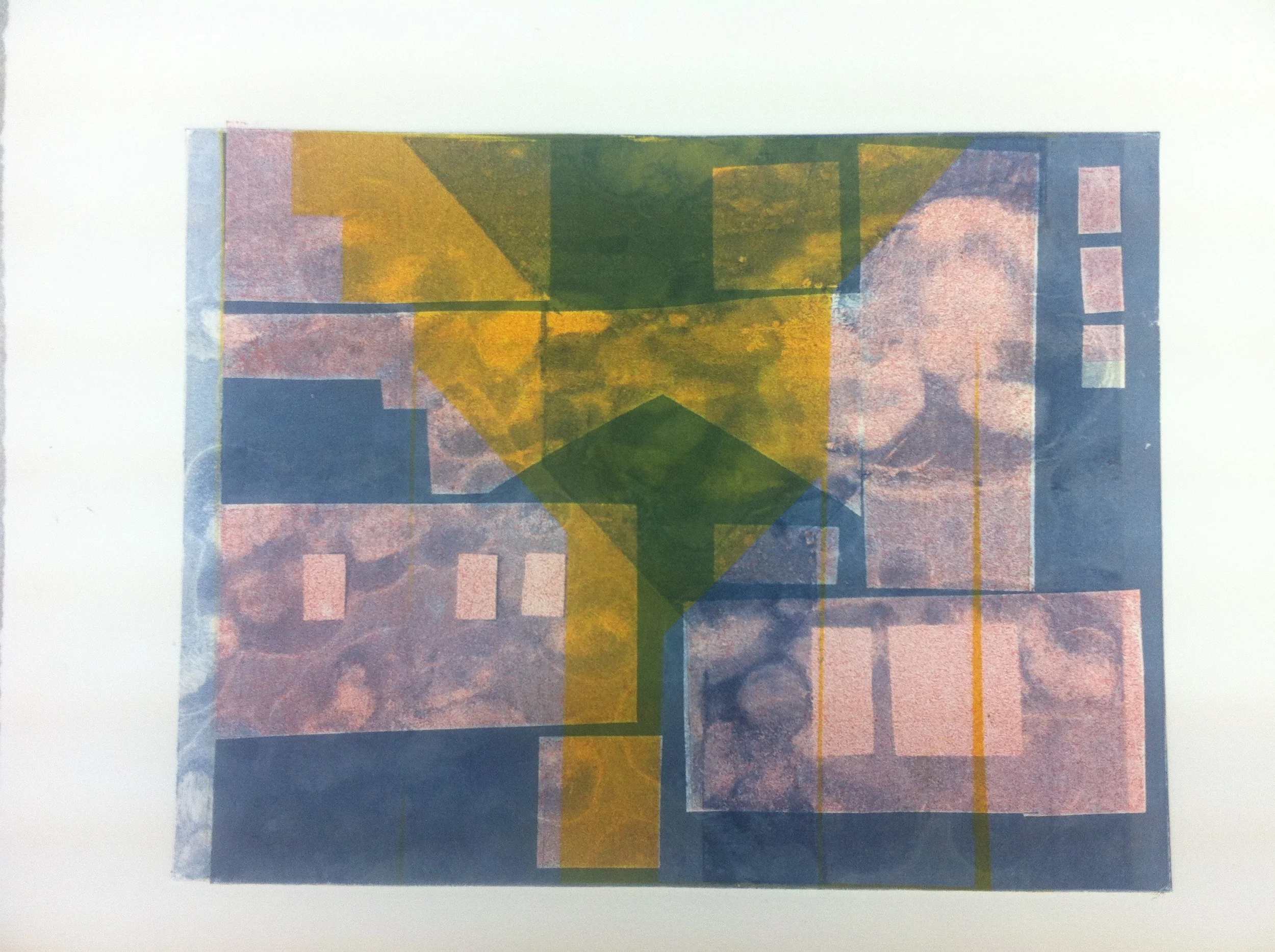 Pink Houses / Monotype / 8x10"