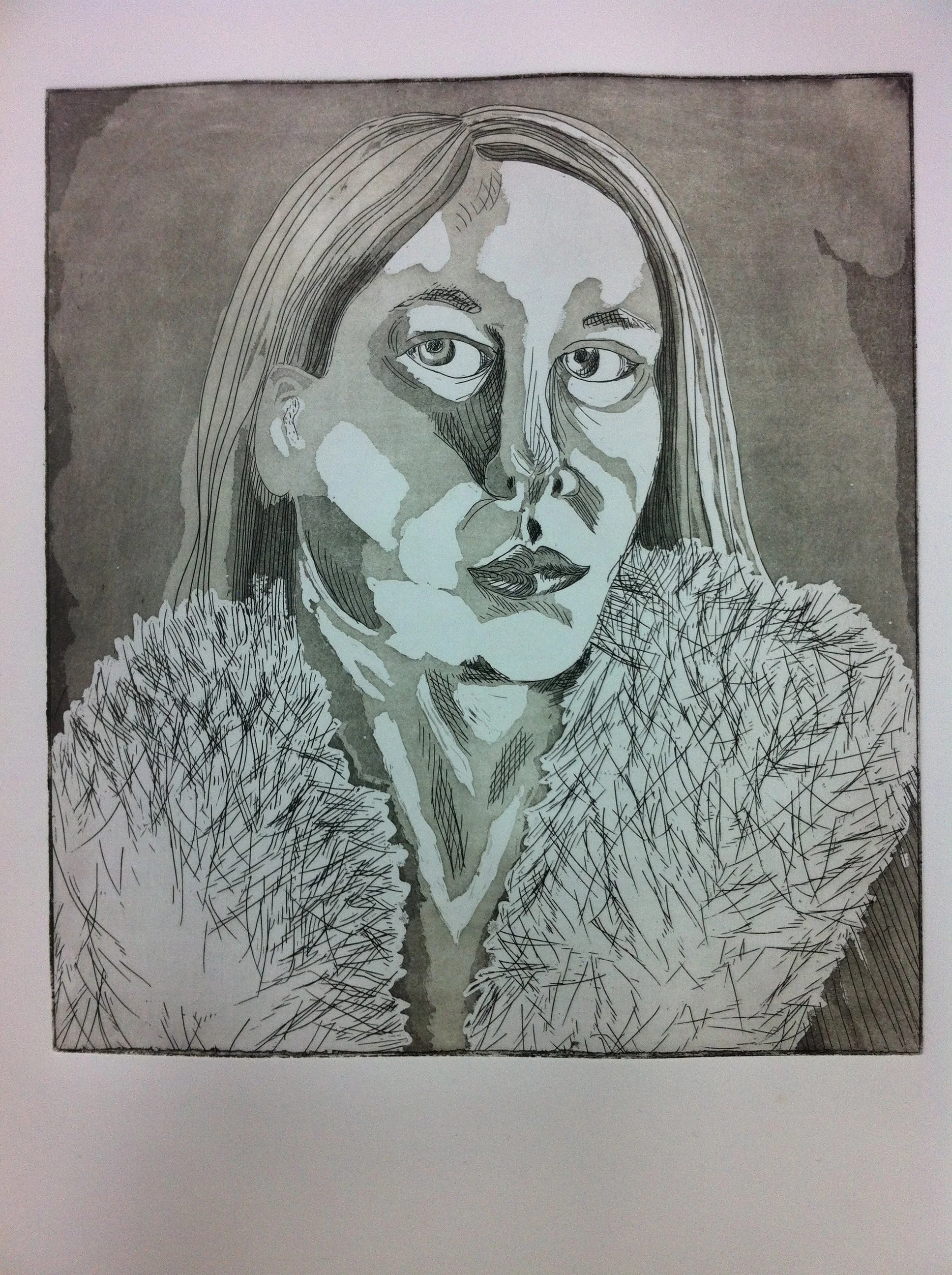 Fur Collar / Intaglio / 8x10"