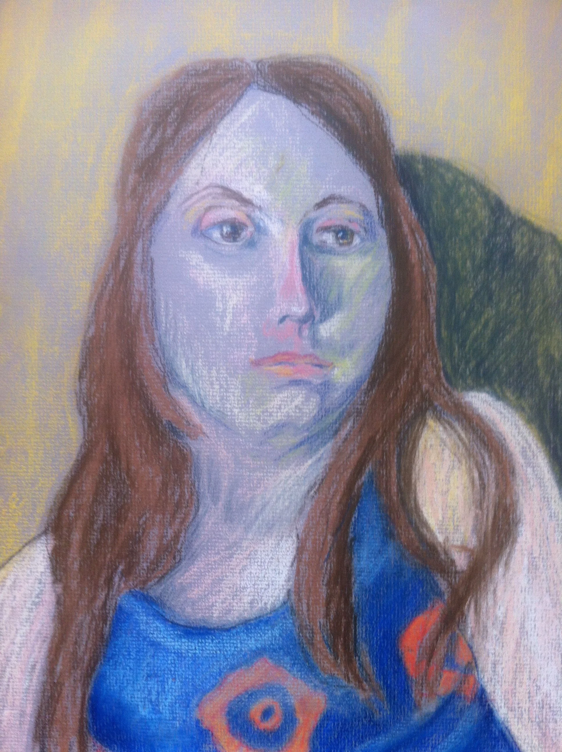 Girl in Blue Dress / Pastel / 11x14"