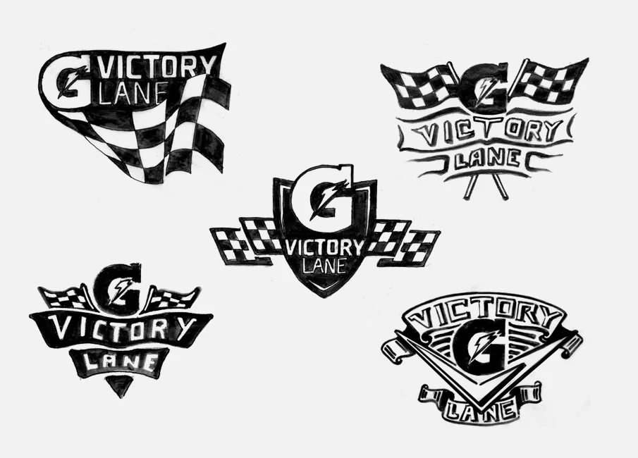 Gatorade “Victory Lane” logo sketches from Joseph Kohlhas and I.