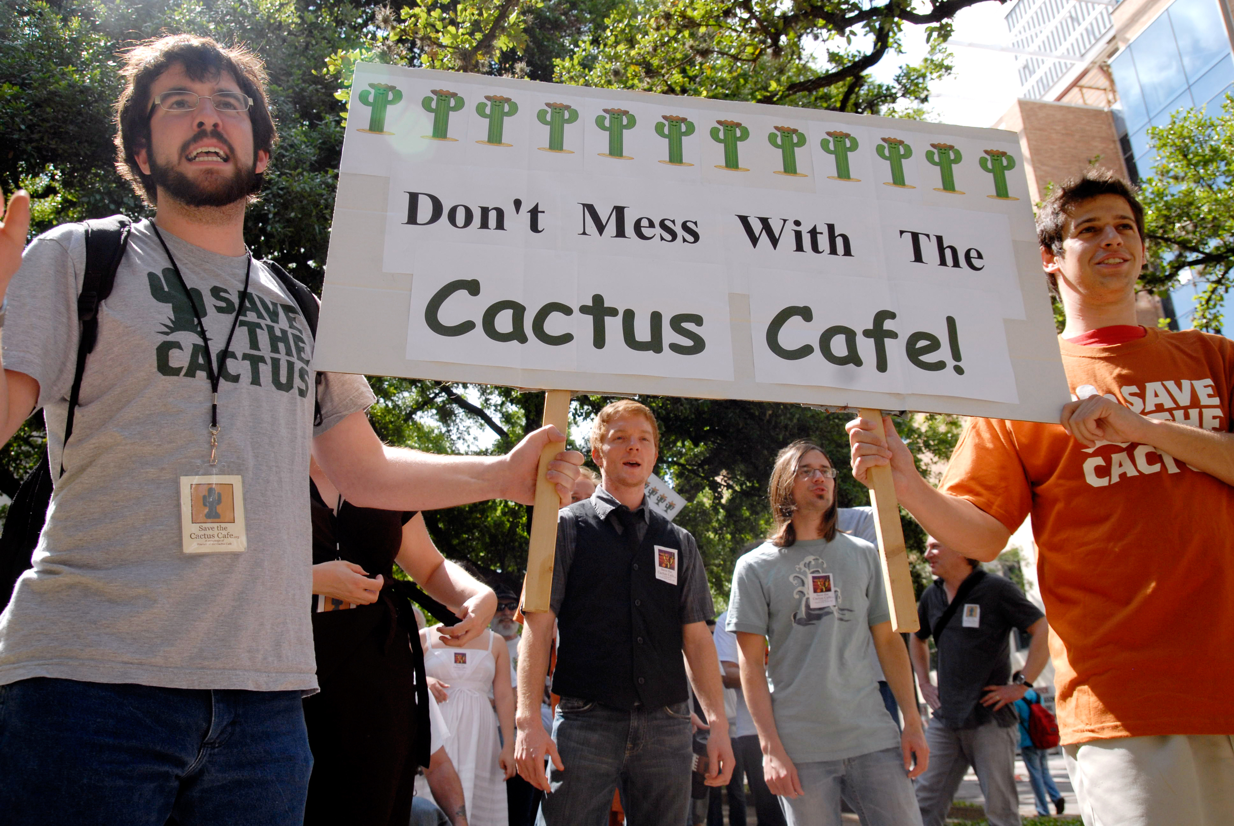 Zach Bidner (left) leads marchers, April 21, 2010. (4)