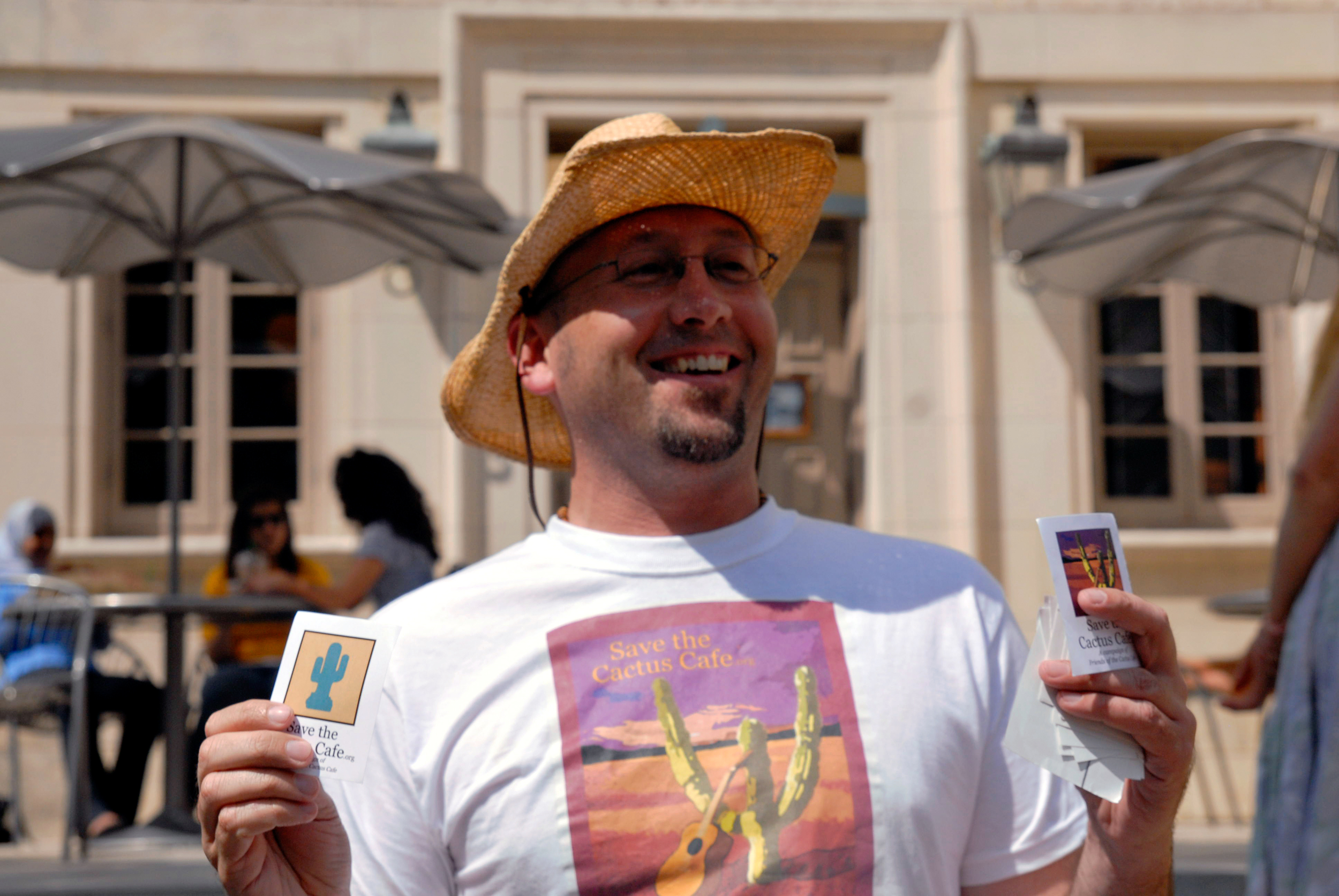 David Koberowski, hands out Cactus stickers, April 21, 2010. (5)