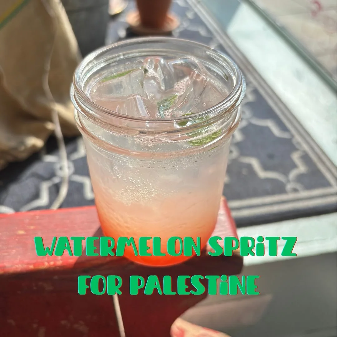 Beginning today until the end of the month, we will be donating all proceeds of our feature drink, the Watermelon Spritz, to @connecting_gaza
Connecting Gaza supports Palestinian families enduring genocide. Through direct funding, they can provide a