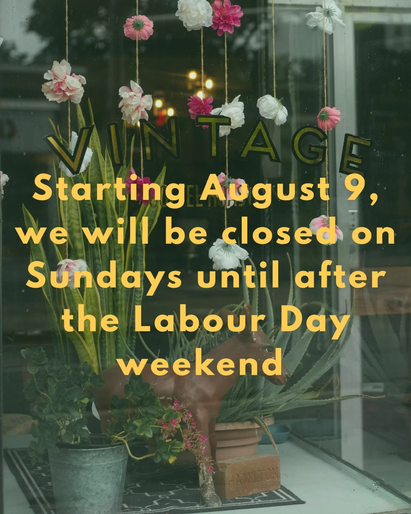 Hello friends. We have decided to give ourselves a little Sunday break for the rest of the summer. We&rsquo;ll be back up to full steam after Labour Day. 

Much love from the Vintage gang!