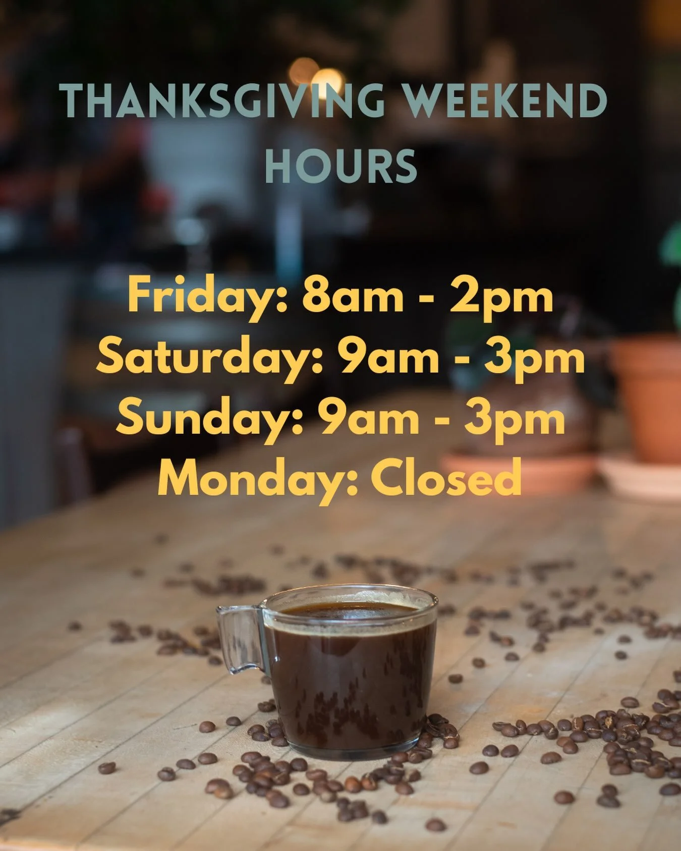 Closing a touch early today to pack up for a trip to the woods. The rest of the gang will be here to make all of your coffee dreams come true this weekend. 

You are the best folks and I am so thankful for all y&rsquo;all! 

#givethankstocoffee #hami