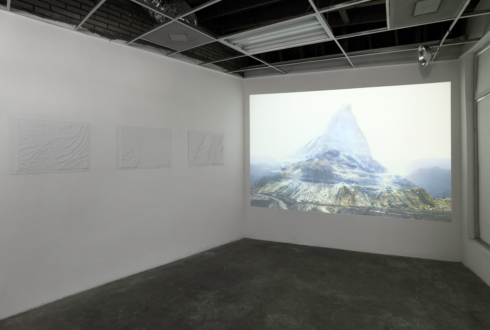   Mountain is a Mountain: Holographic Mountain , 2018, installed with  Blank Topographies,  2017 - 2018 (Installation view, Actual Size Gallery, 2017) 