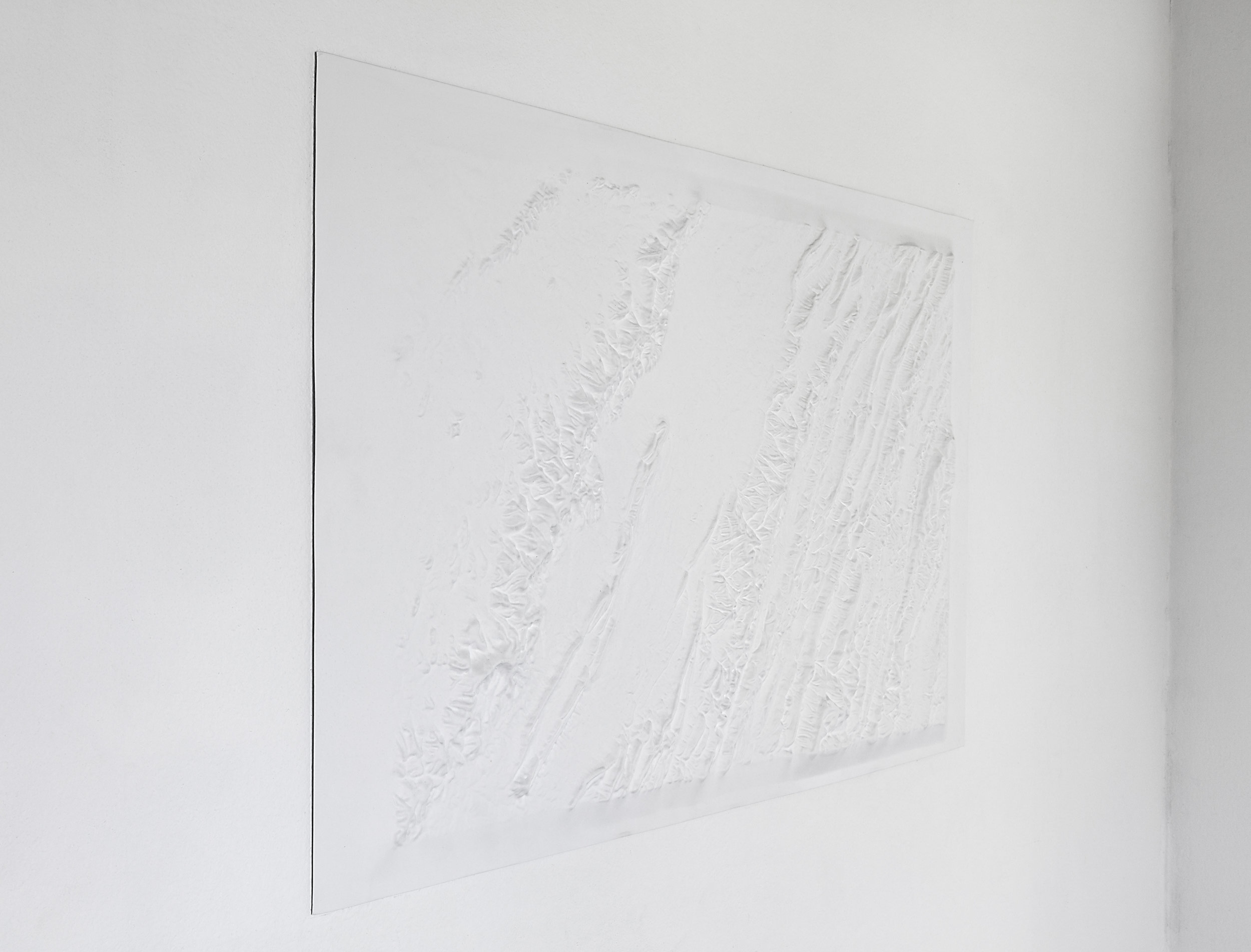   182 million , from the series  Blank Topographies , 2017 Preformed resin map, paint 20 x 32 inches 