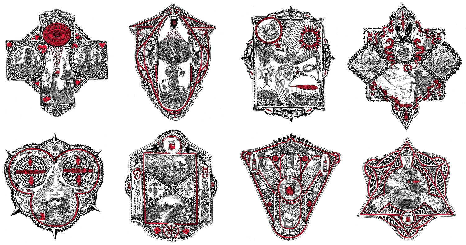 Top, Left to Right-The Shipwreck,The Vine Woman, The Offering, Patagonia. Bottom, Left to Right-The Illusion, The Reaping, Table for One, The Wishing Well.