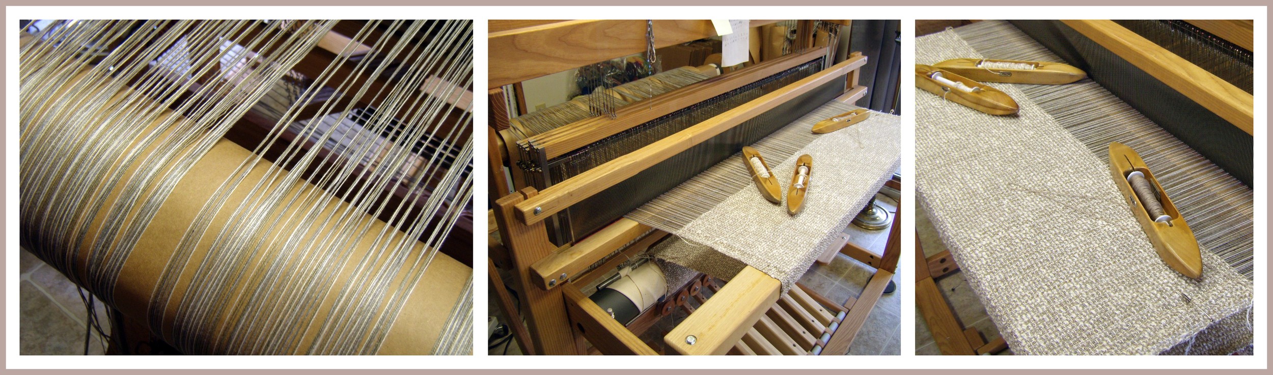 Scenes from one of Kathleen's two very busy looms!