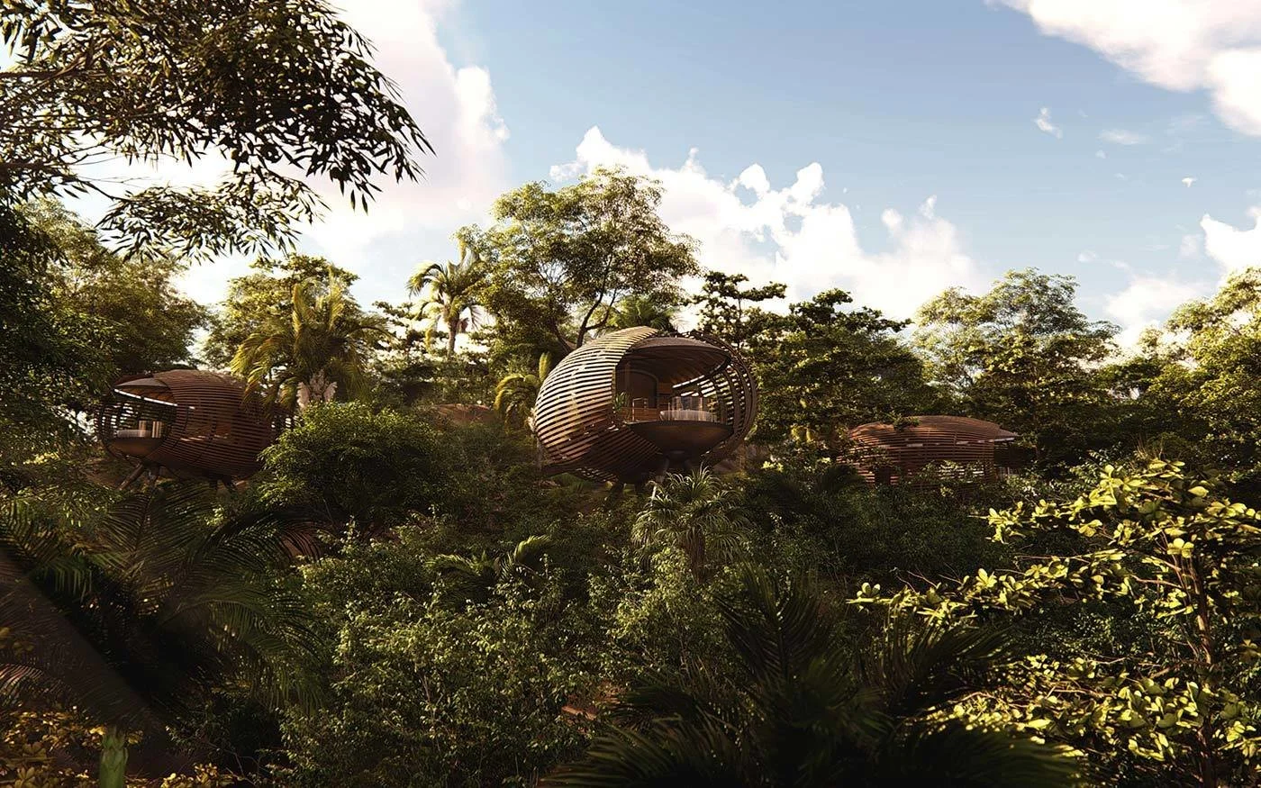 Cocoon-shaped pods. (Courtesy of Studio Saxe)