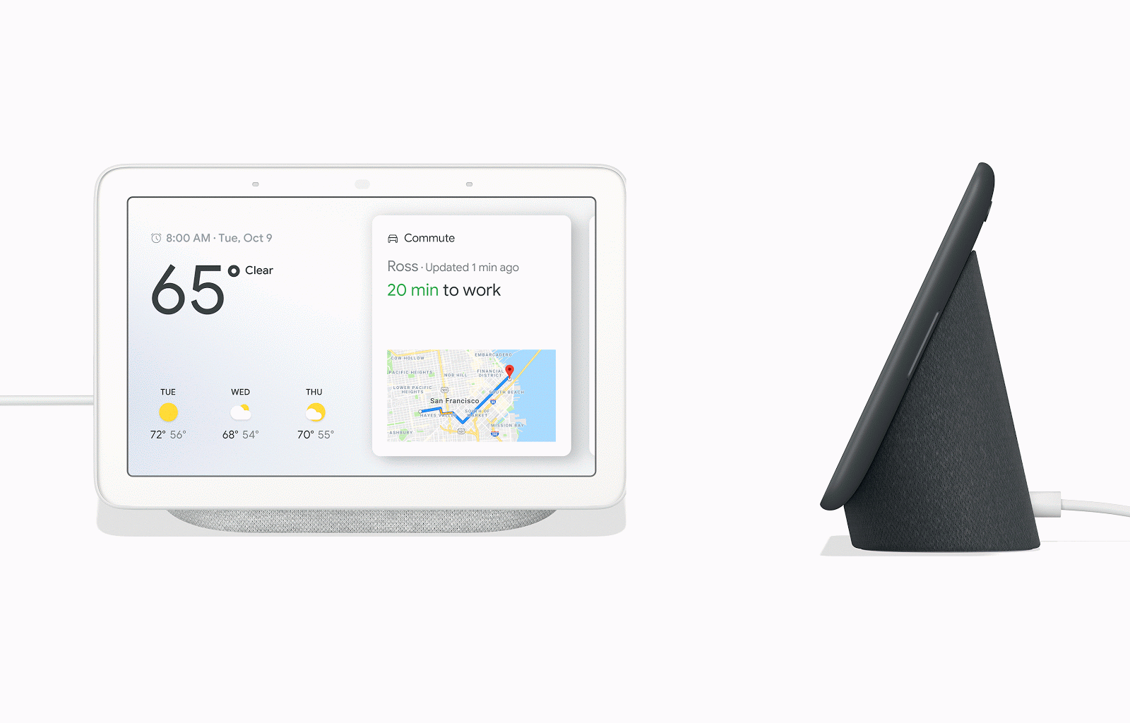 Four versatile hues allow the Google Home Hub to blend in or stand out, depending on the consumer's preference. (Courtesy of Google Home)