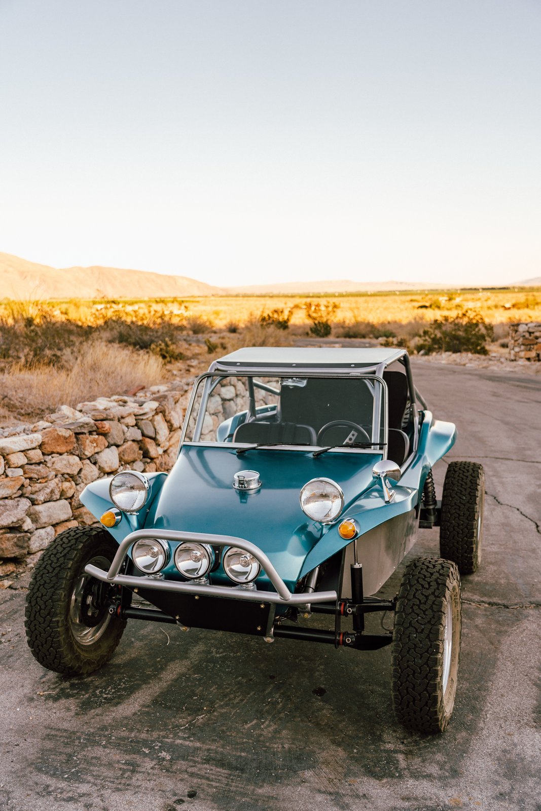 "The buggy is a 1972 VW Meyers Manx dune buggy. We bought it last year and had quite a bit of work done to it so it can handle the rugged desert terrain with ease. We added a new frame, new suspension, new tires, new wiring, and a roll cage. The engine and the body are the only original elements." (Tim Melideo)