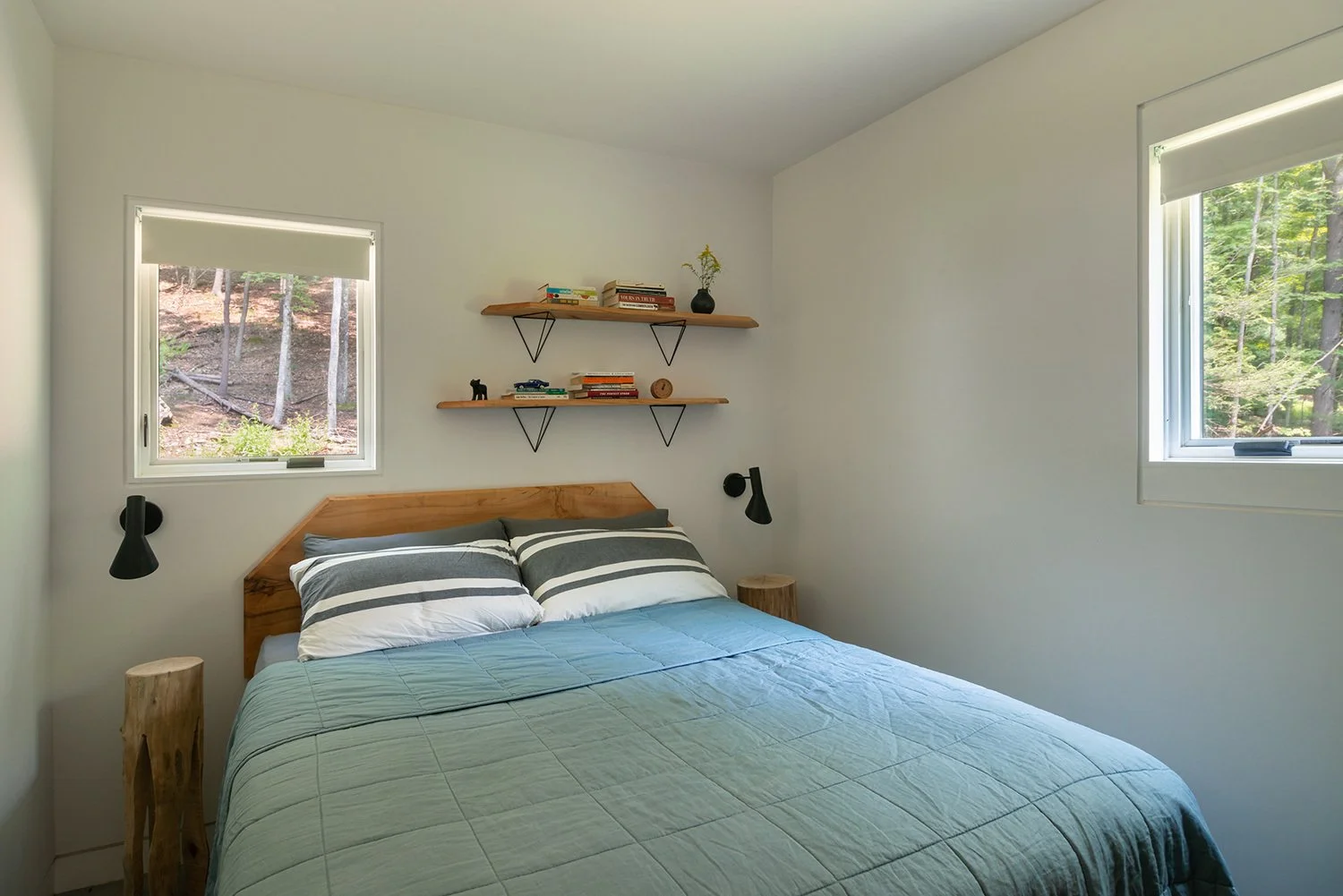 Page made the headboards and shelves out of sugar maple sourced from the property. (Bjorg Magnea)