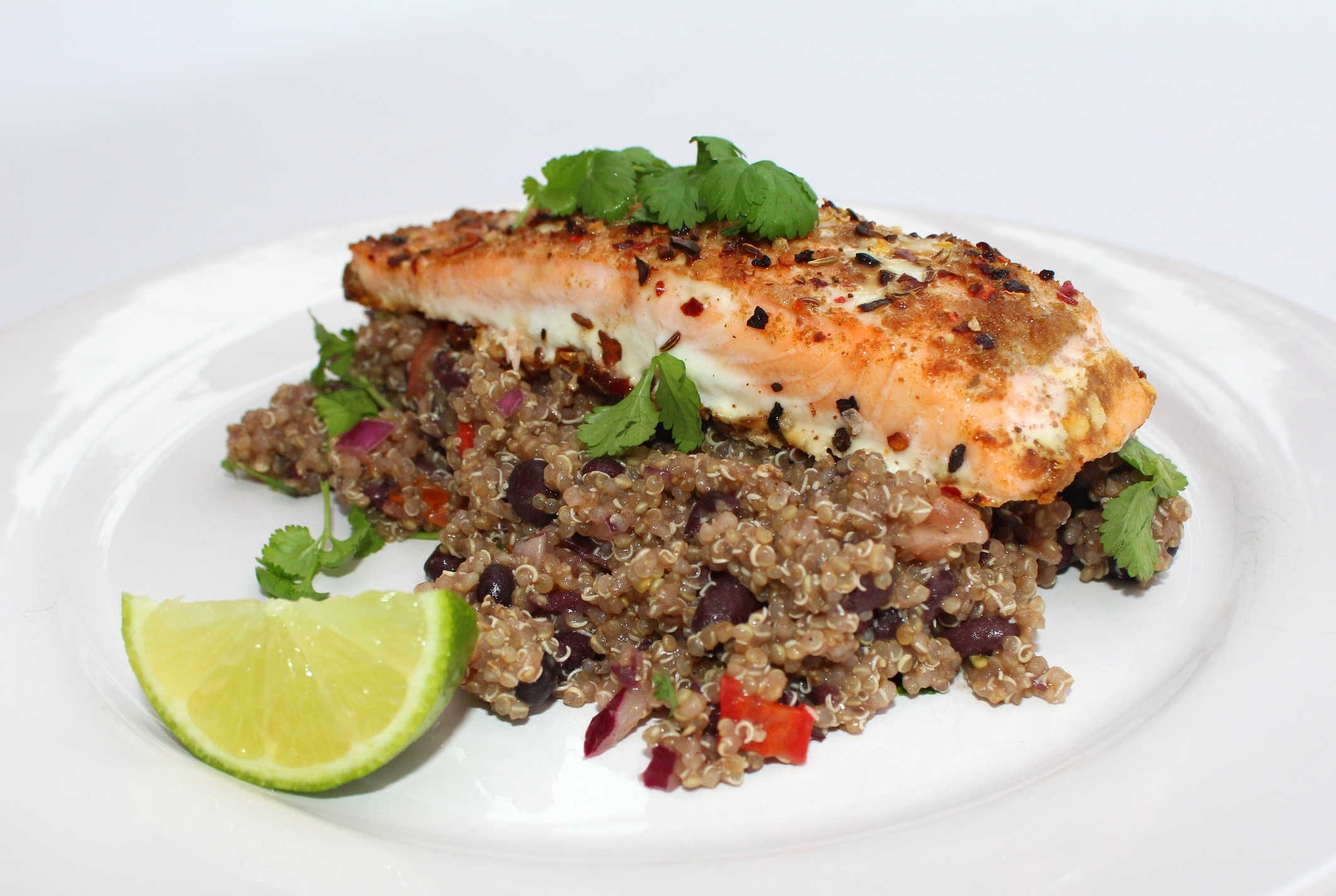 Spiced Salmon with Black bean Quinoa