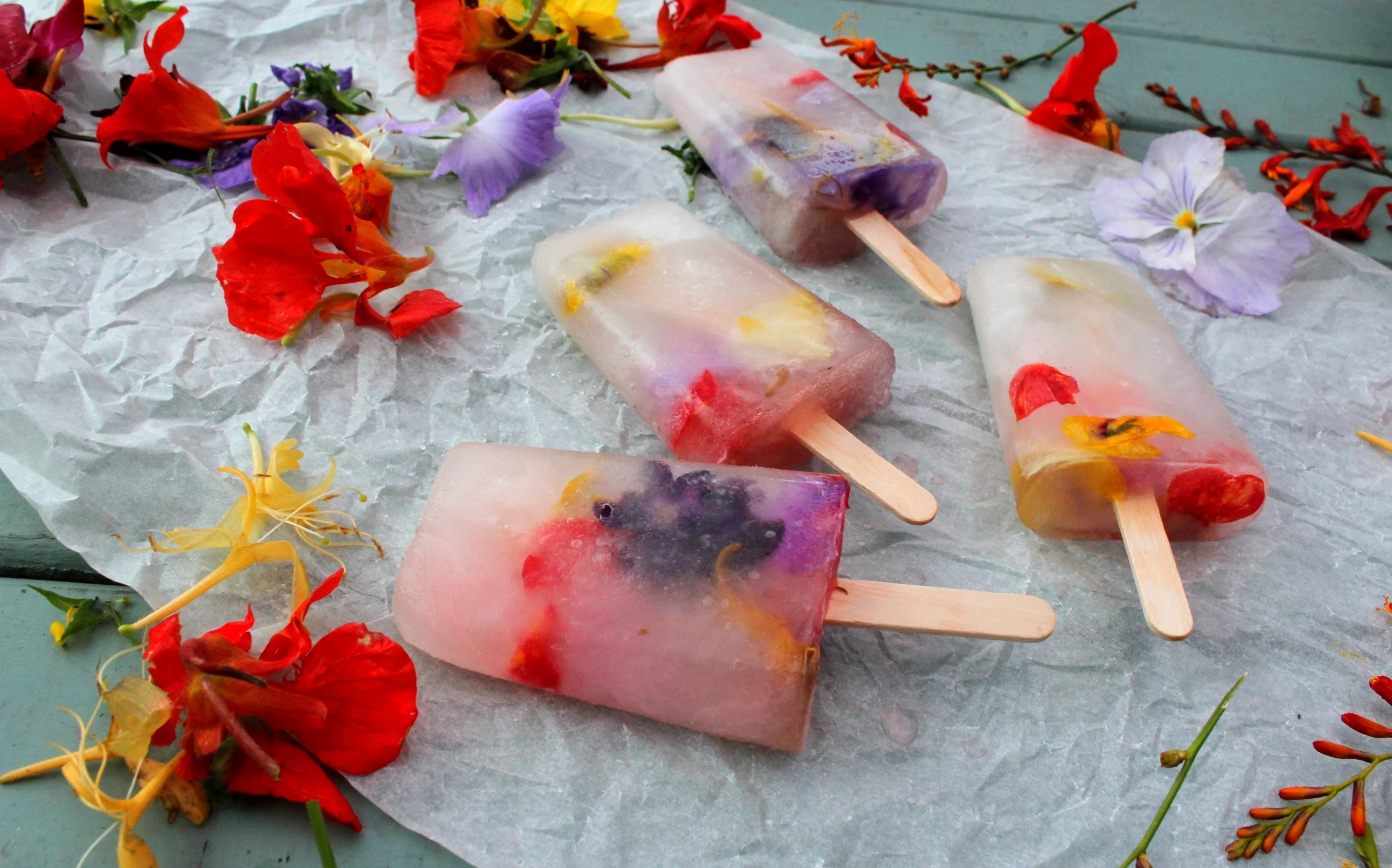 Elderflower & Edible Flower Ice Lollies
